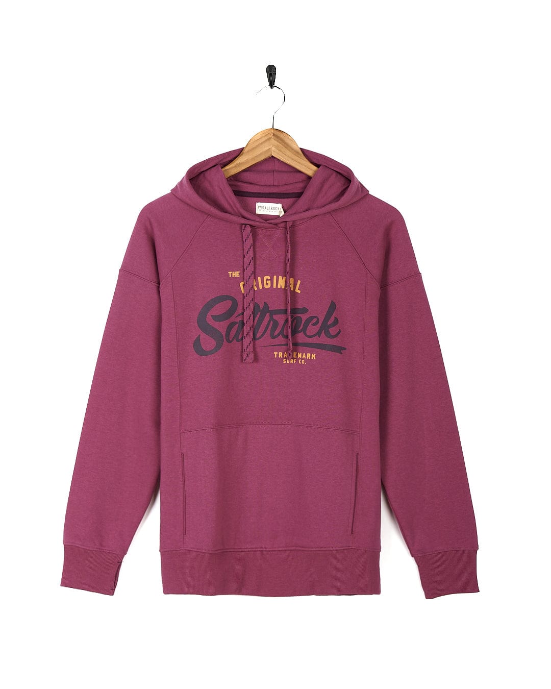 A Saltrock Pennie - Ladies Pop Hoodie - Dark Pink with the word stack on it.