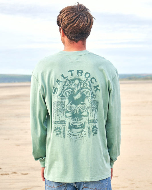 Saltrock light green long-sleeve tee with skull graphics will be replaced with: Predictions - Mens Long Sleeve T-Shirt - Light Green by Saltrock.