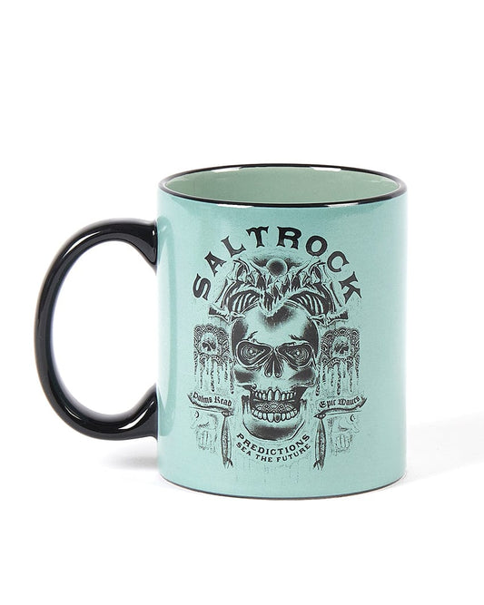 A Predictions - Mug - Light Green with a skull design by Saltrock.