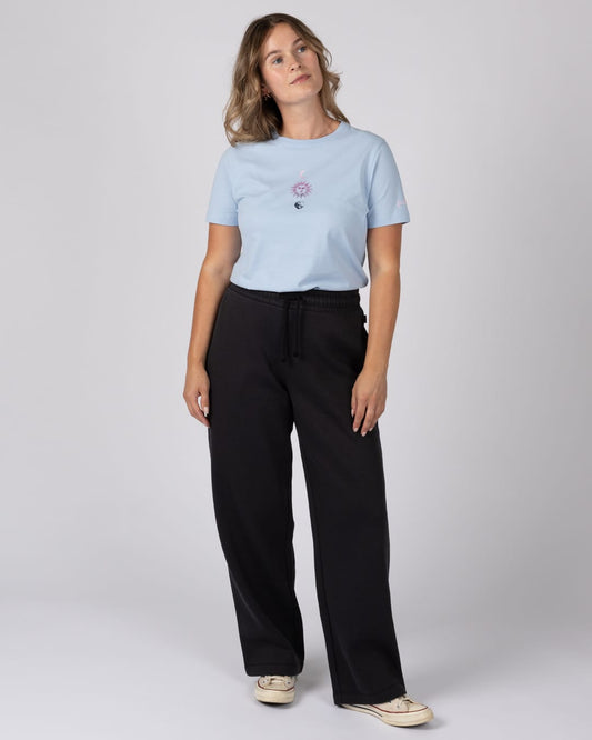 Perfect Set Womens Wide Leg Joggers in Black