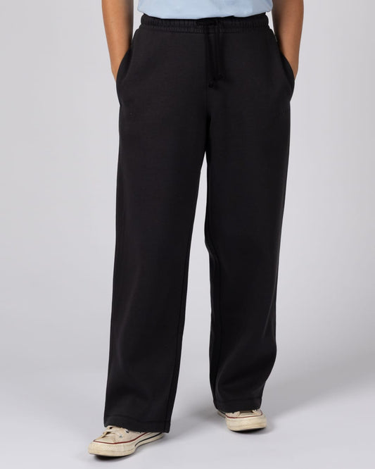 Perfect Set Womens Wide Leg Joggers in Black