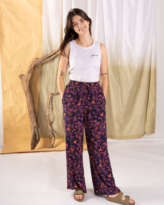 Acapulco Womens Lightweight Wide Leg Trousers in Multi