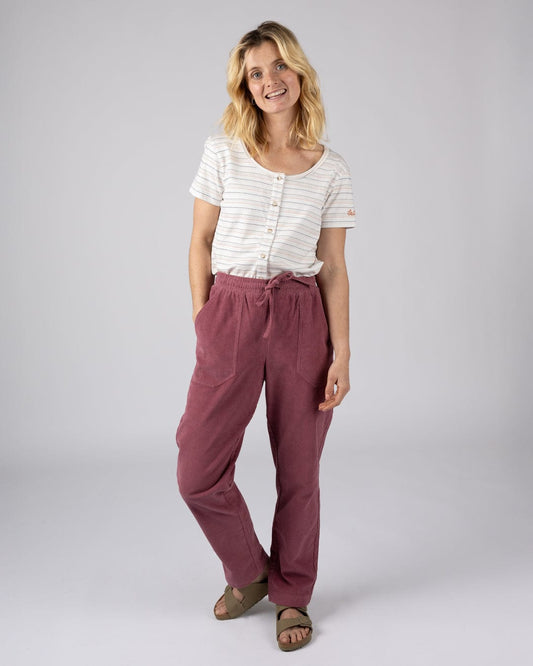 Alora - Womens Corduroy Trouser - Dark Pink