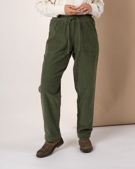 Alora - Womens Corduroy Trousers - Dark Green