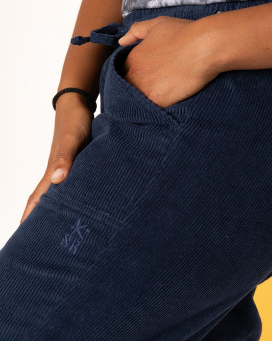 Alora - Womens Corduroy Trousers - Blue