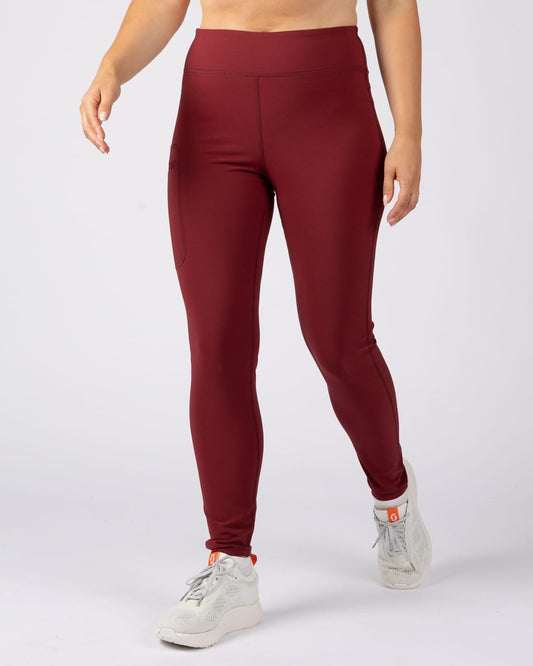 Solar Womens Water Resistant Softshell Leggings in Dark Red