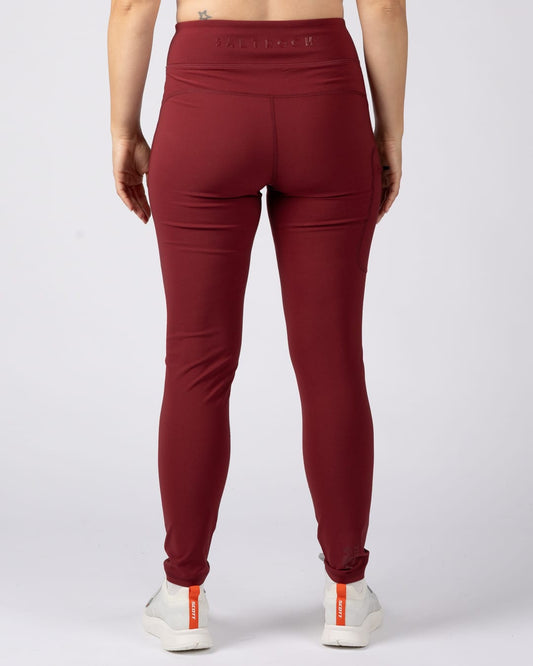 Solar Womens Water Resistant Softshell Leggings in Dark Red