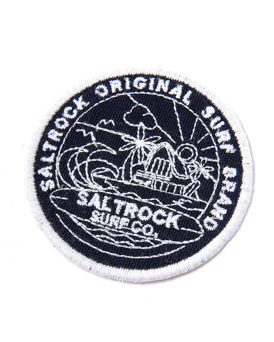 Saltrock Retreat Patches - Navy embroidered patch, customizable threads.