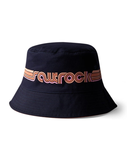 Saltrock Retro Stripe Bucket Hat - Navy displayed against a white background.