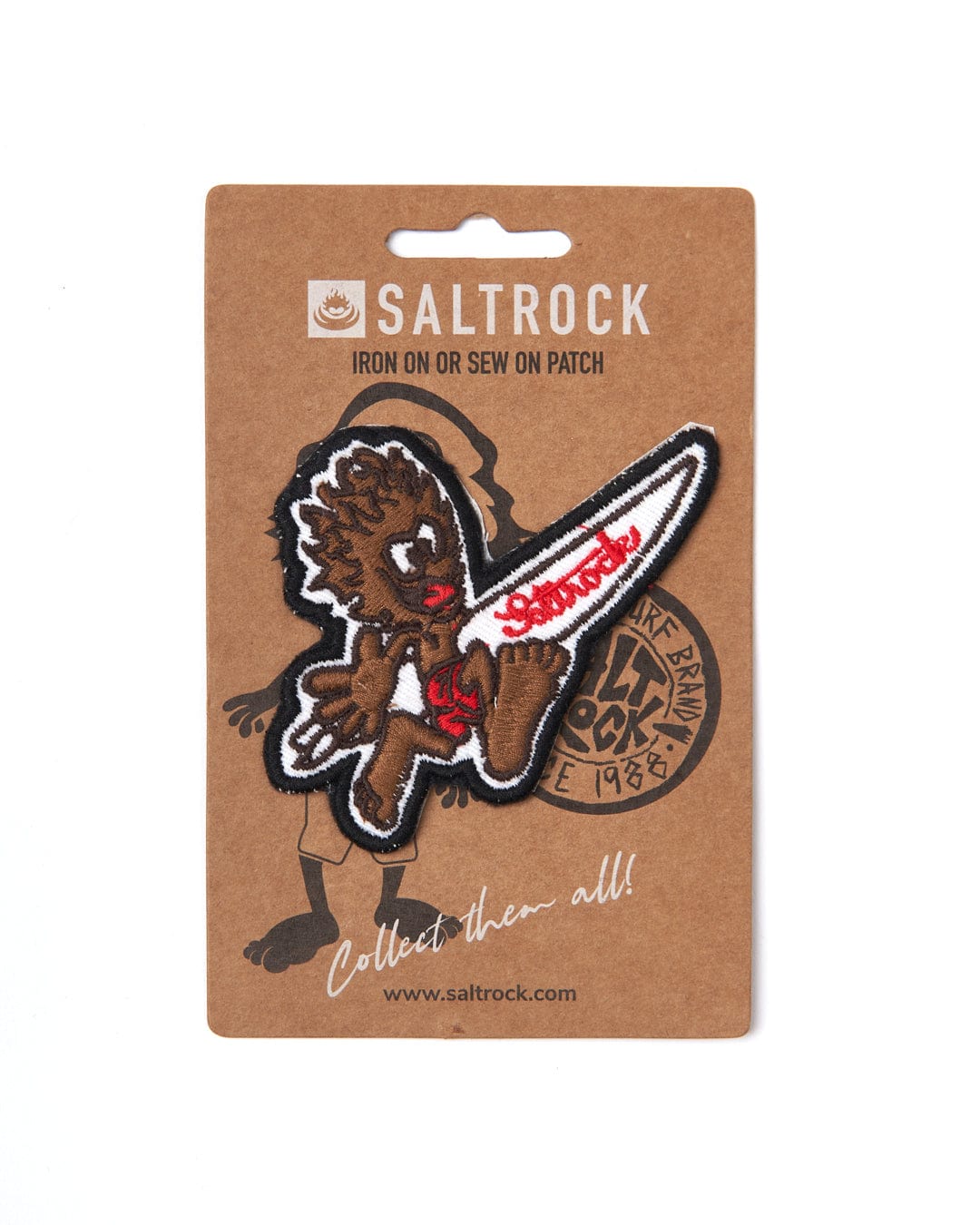 Customise your clothing with this Saltrock Running Man iron on patch, featuring intricate embroidery.