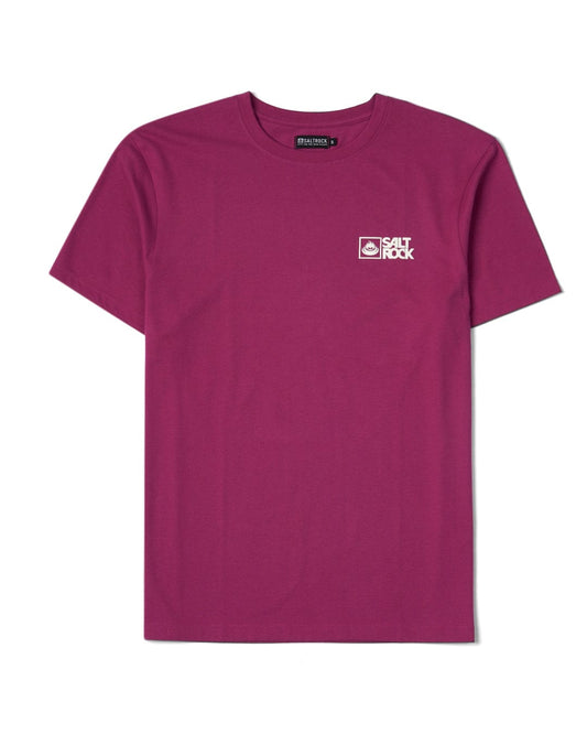 Plain maroon Saltrock Original t-shirt crafted from lightweight material, featuring a small "Saltrock" logo on the chest, displayed on a plain white background.