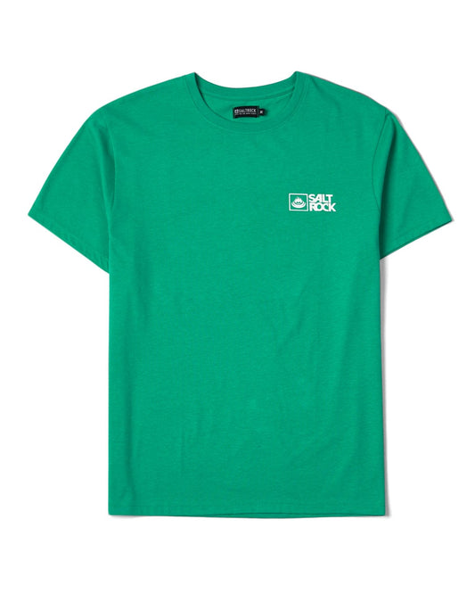 Saltrock Original - Mens Short Sleeve T-Shirt - Green with a Saltrock branding logo on the upper left side, displayed on a plain background.