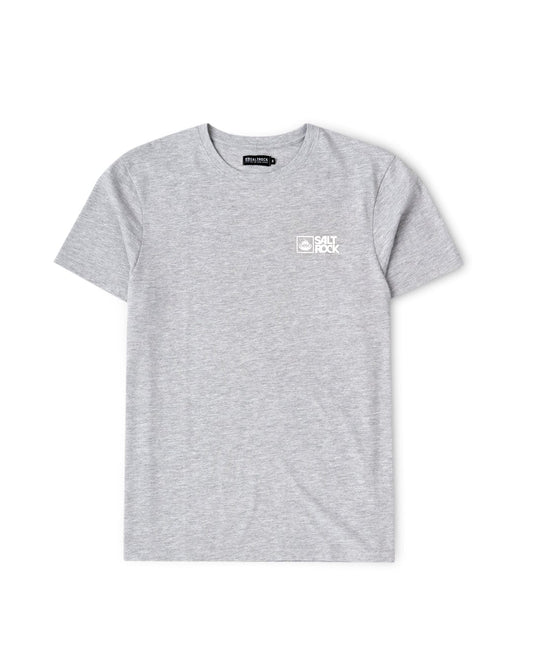 An everyday essential Saltrock Corp - Mens Short Sleeve T-Shirt - Grey Marl with a white logo on it.