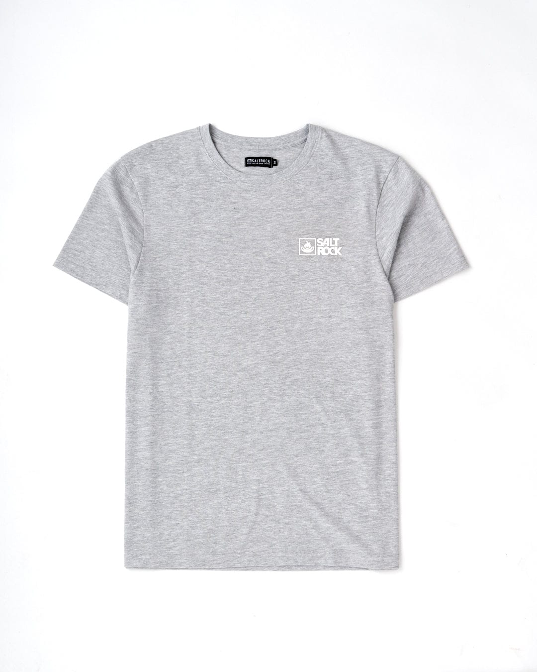 A soft, plain gray Saltrock Original mens short sleeve t-shirt with a small Saltrock branding logo on the left chest area, displayed against a white background.