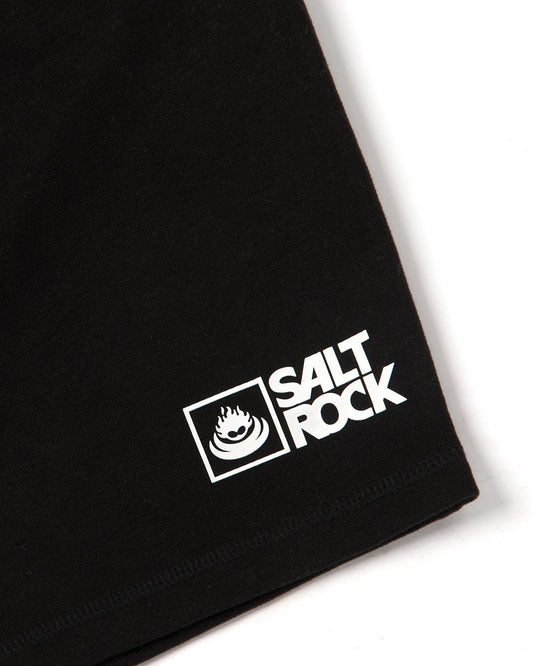 The Saltrock branding logo on a Saltrock Original - Mens Short - Black t-shirt.