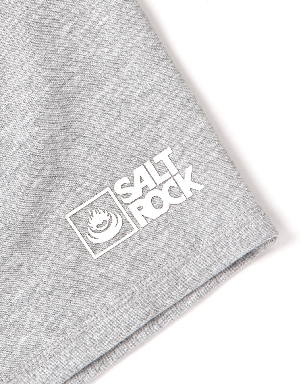 The Saltrock branding logo on a Saltrock Original - Mens Short - Grey t-shirt.