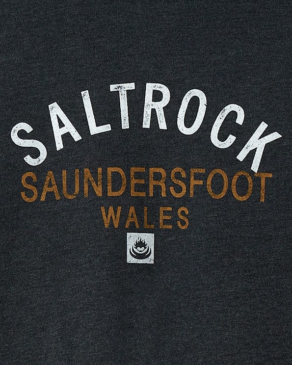 Saltrock Location Zip Hoodie - Saundersfoot - Dark Grey.