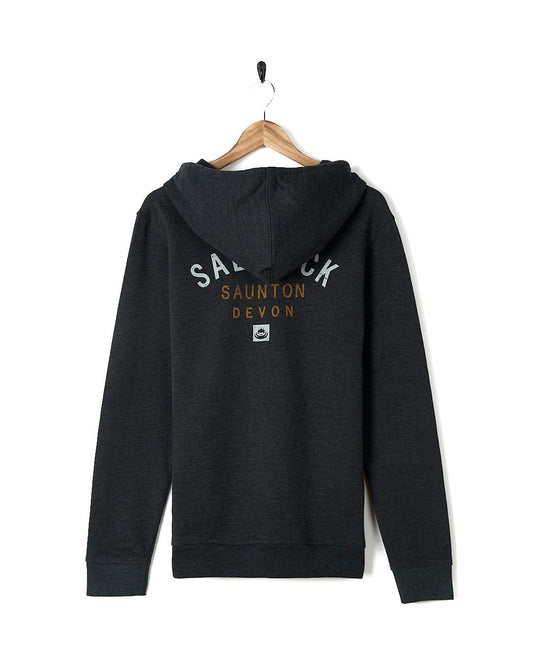 A Saltrock Location Zip Hoodie - Saunton - Dark Grey with the word sacramento on it.