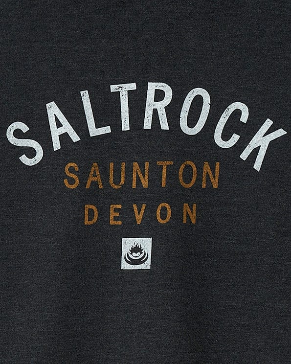 Saltrock Saunton Devon location zip hoodie - dark grey t-shirt.
