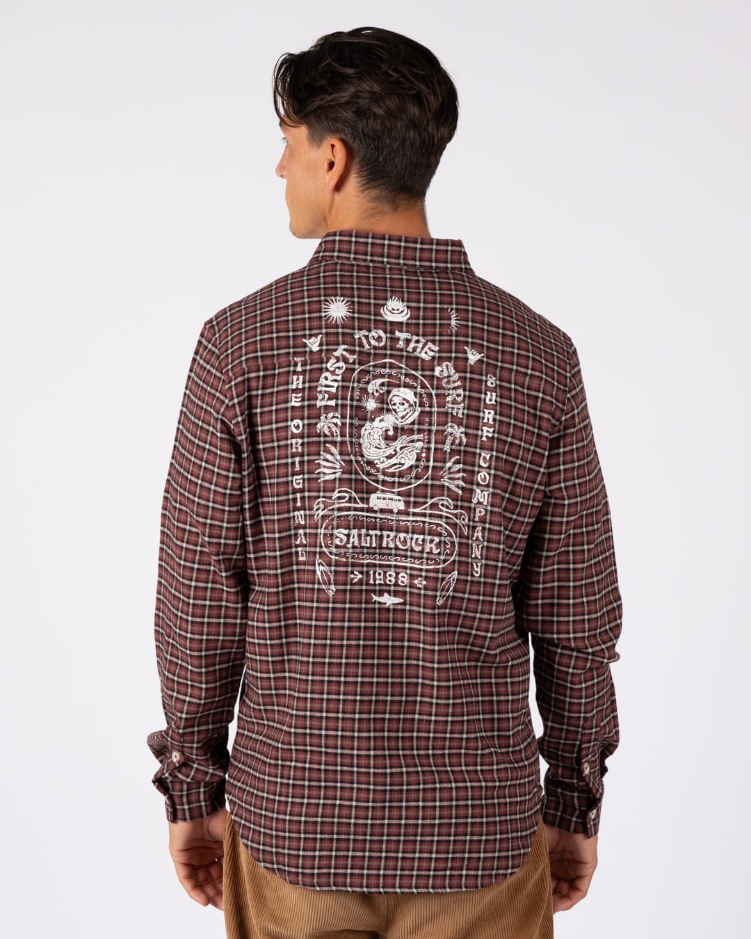 Cult Mens Check Shirt in Burgundy