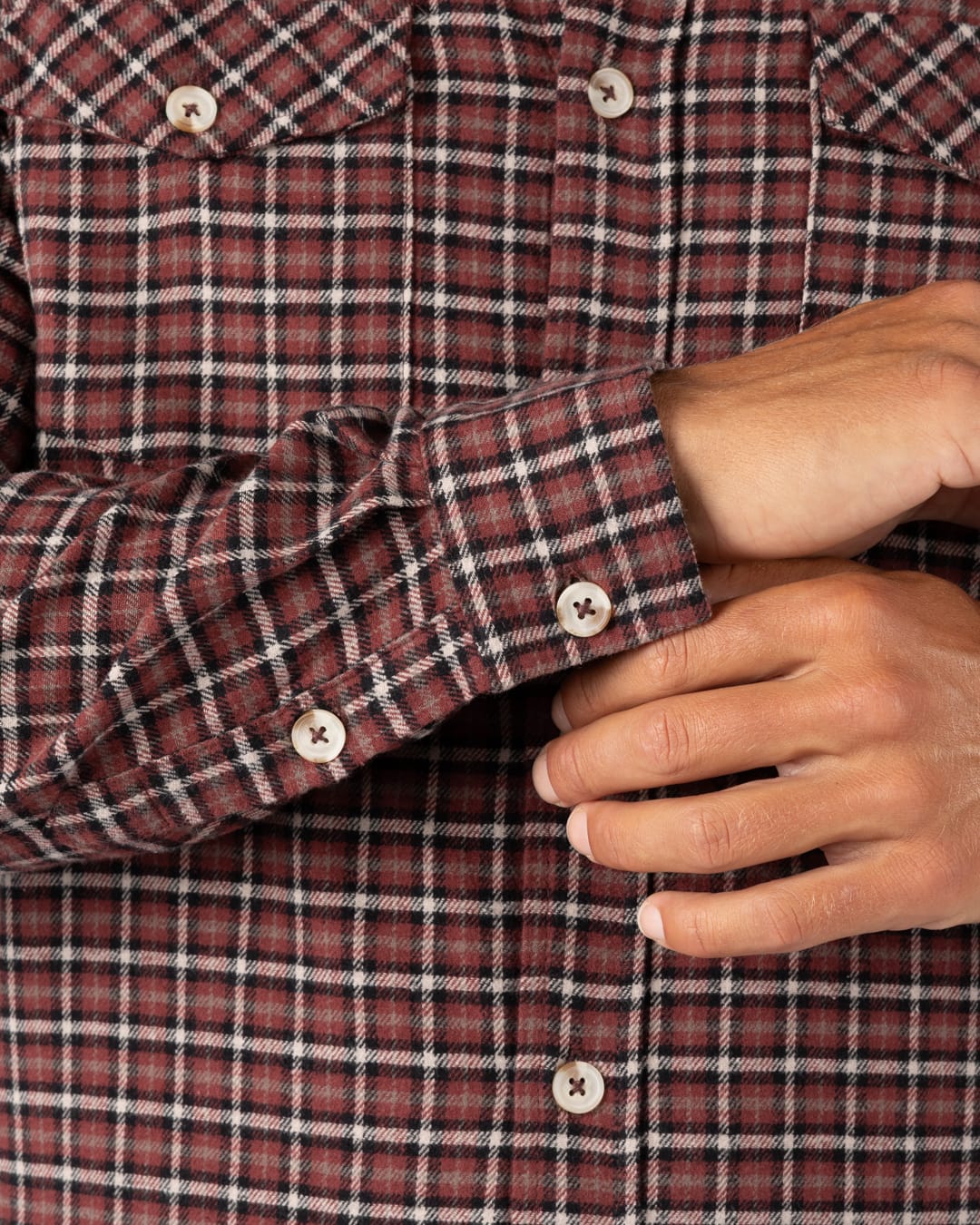 Cult Mens Check Shirt in Burgundy