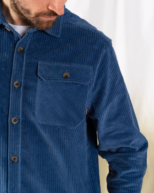 Ace - Mens Corduroy Over Shirt - Blue