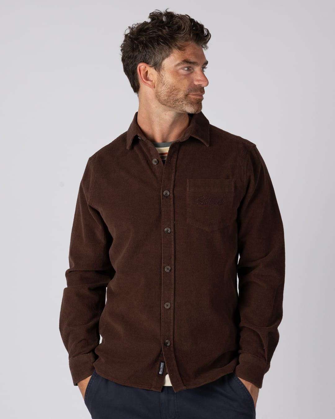 Ballito Mens Corduroy Shirt in Brown