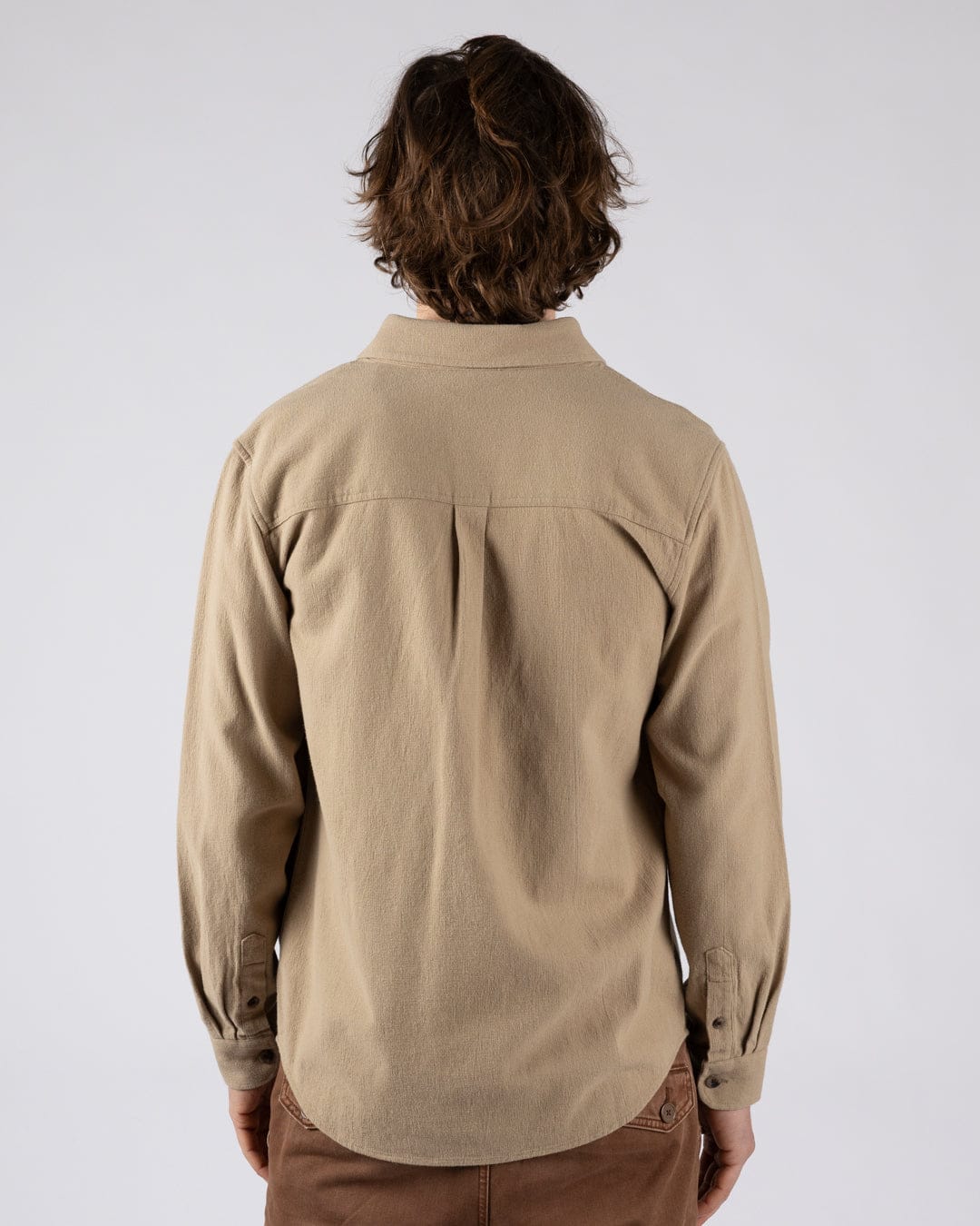 Penare 2 Mens Long Sleeve Shirt in Beige