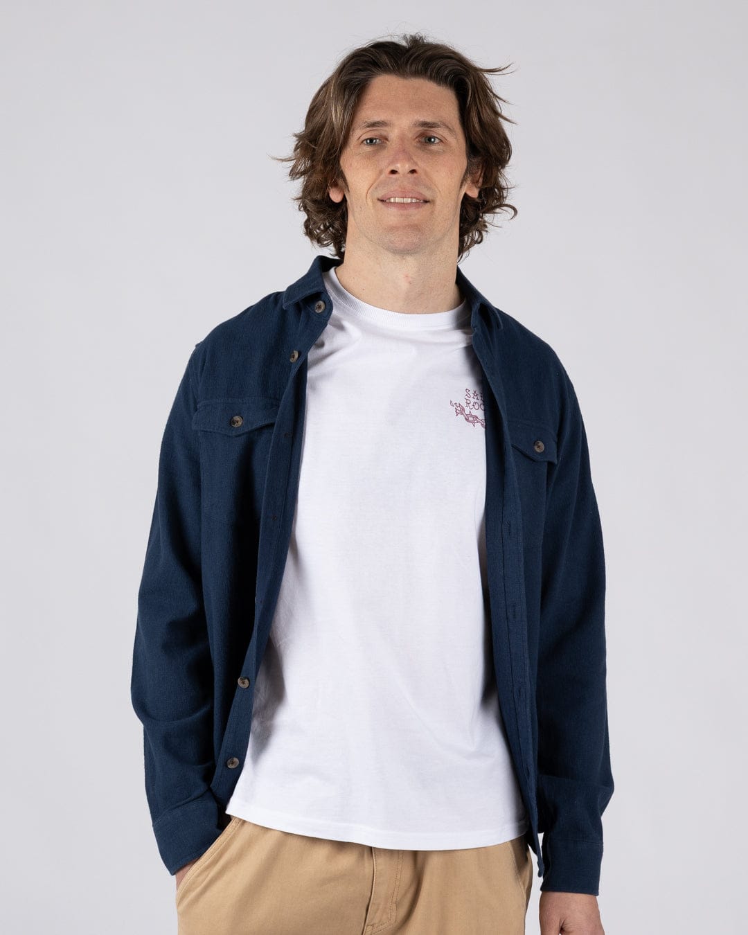 Penare 2 Mens Long Sleeve Shirt in Blue