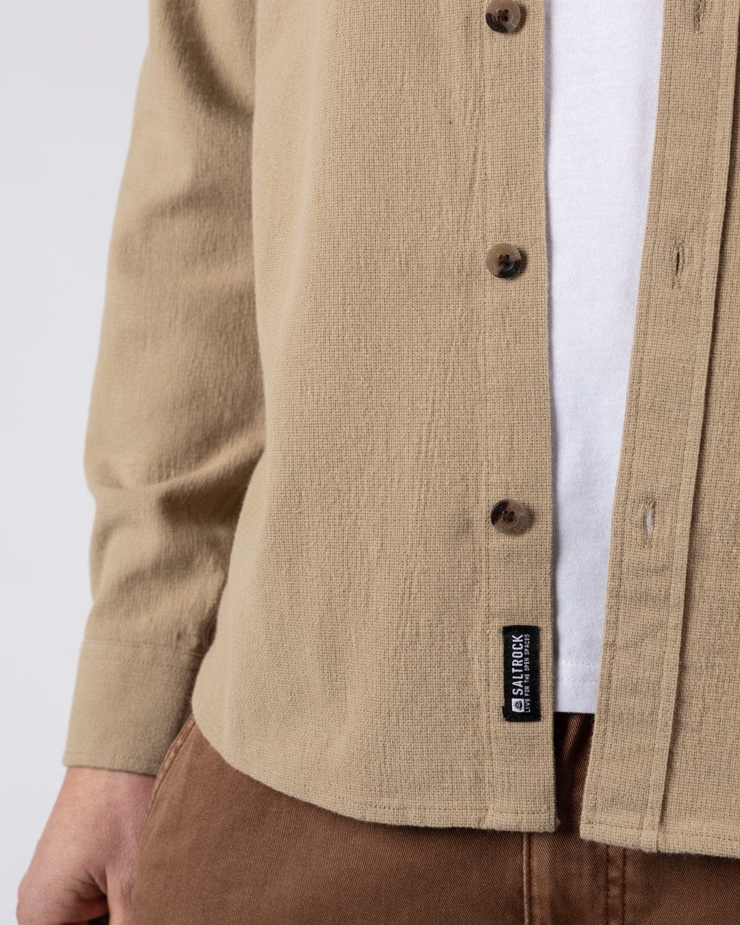 Penare 2 Mens Long Sleeve Shirt in Beige