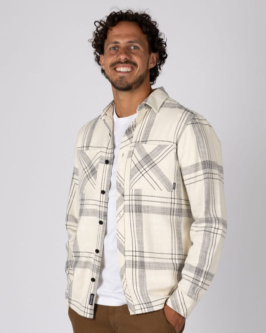 Hamlet Mens Check Shirt in Cream