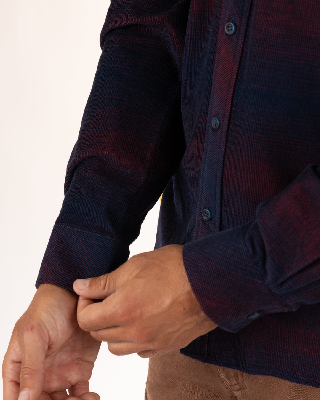 Linus - Mens Corduroy Shirt - Blue/Burgundy