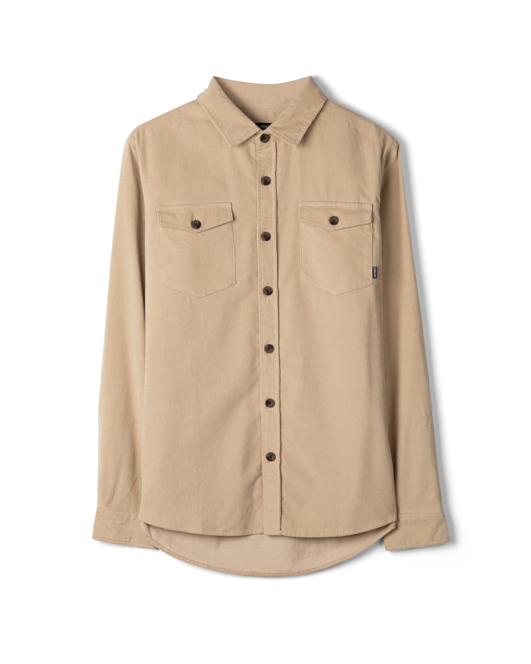 Lyon Mens Long Sleeve Cord Shirt in Beige