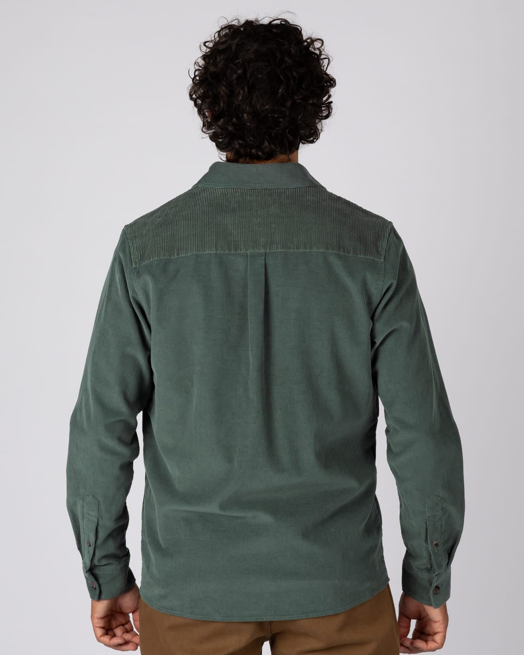Linus Panel Mens Corduroy Shirt in Green