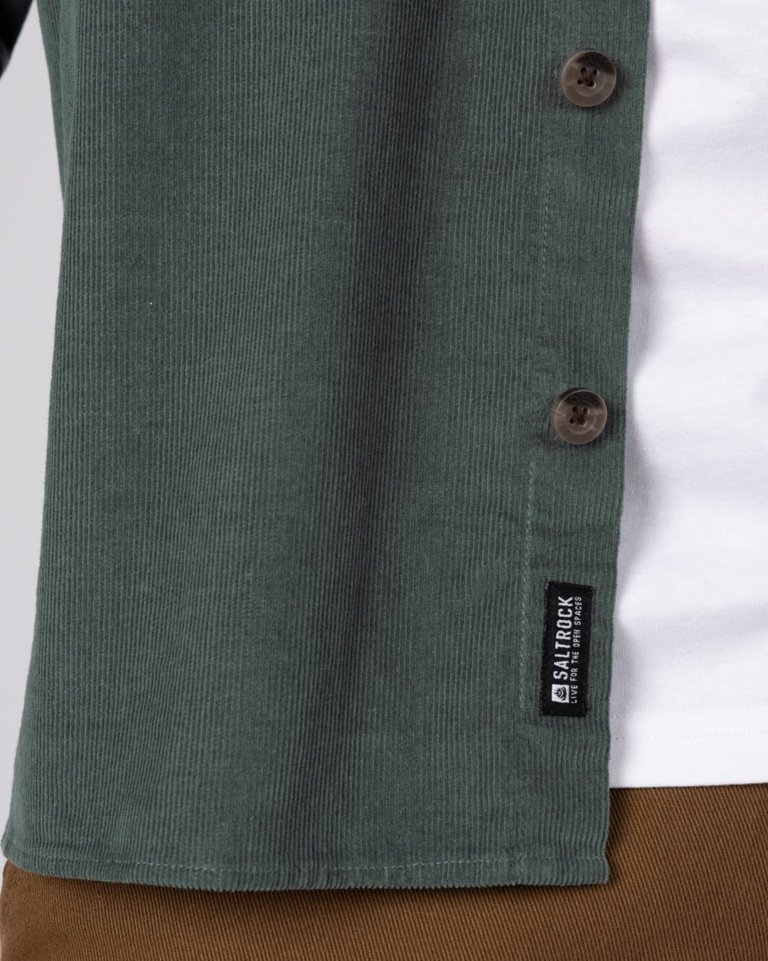 Linus Panel Mens Corduroy Shirt in Green