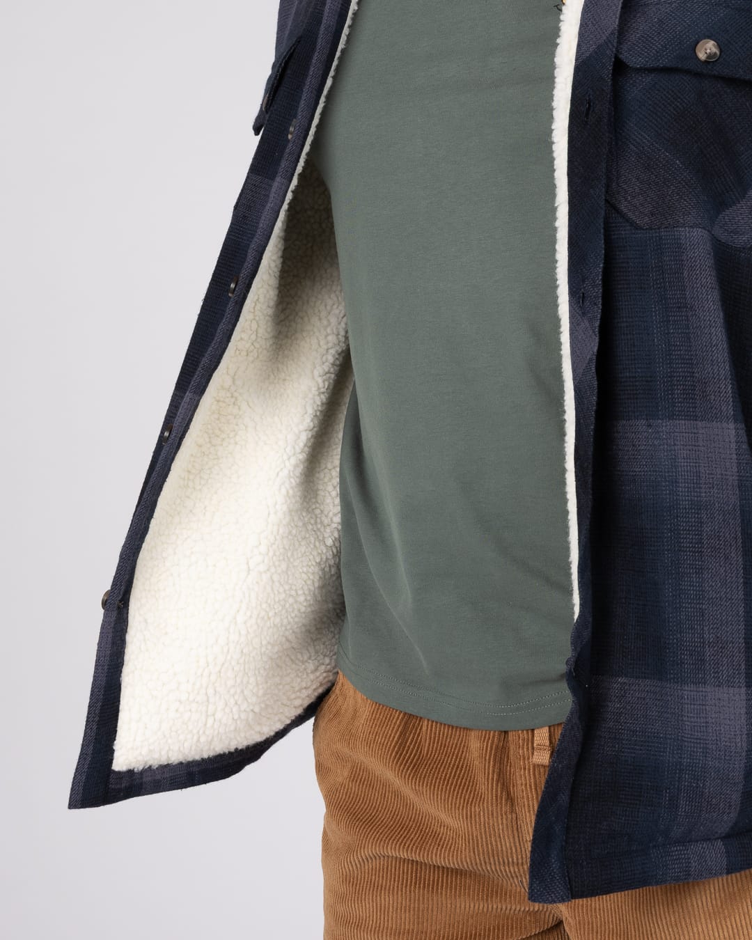 Woody Mens Borg Lined Shacket In Dark Blue