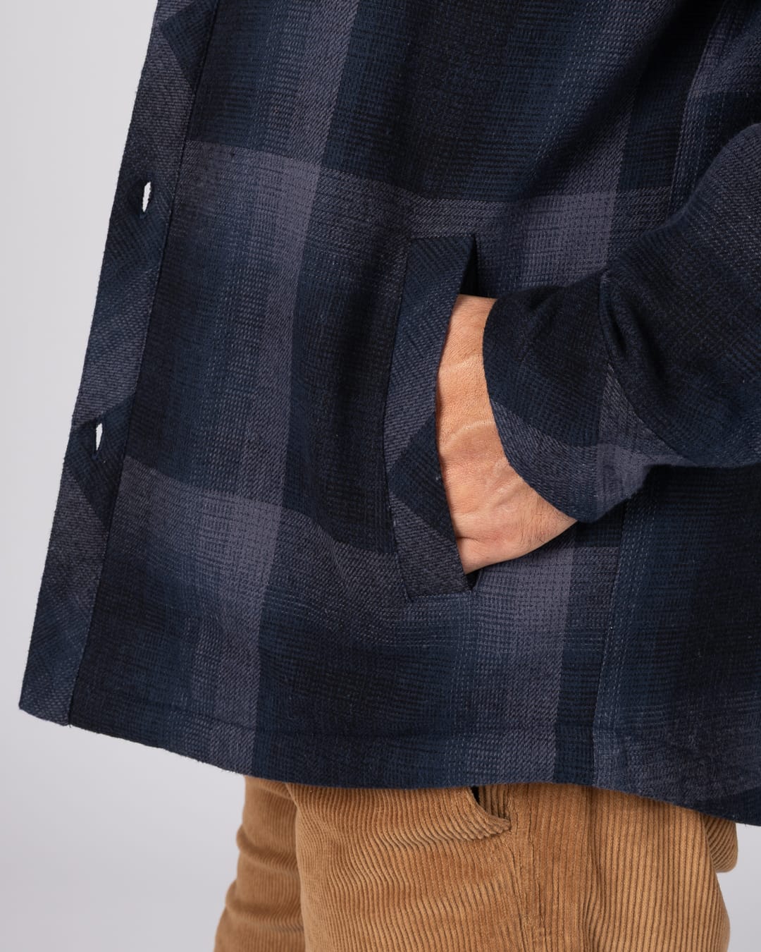 Woody Mens Borg Lined Shacket In Dark Blue