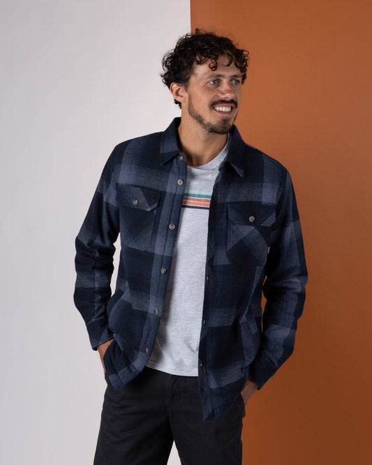 Woody - Mens Sherpa Lined Shacket - Blue