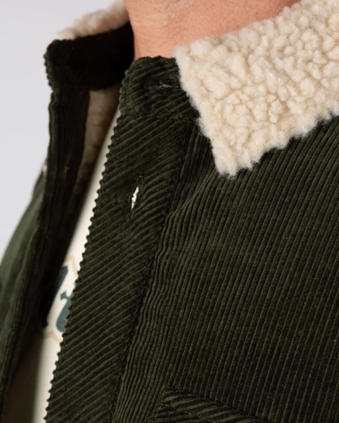 Zeke 2 Mens Sherpa Lined Cord Jacket in Green