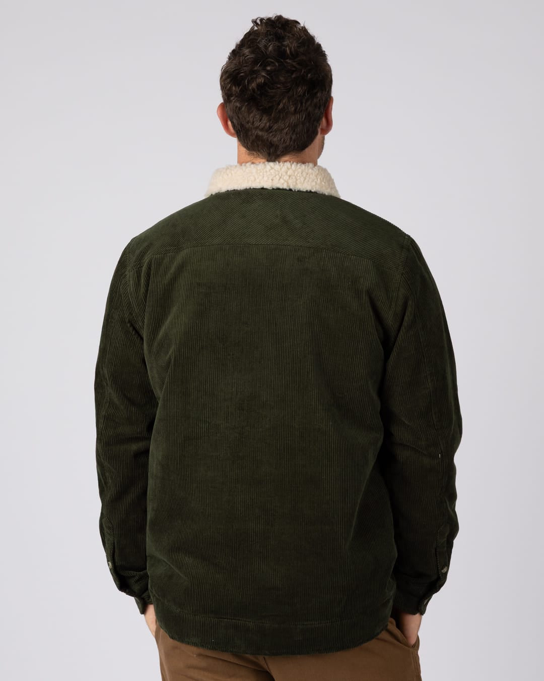 Zeke 2 Mens Sherpa Lined Cord Jacket in Green