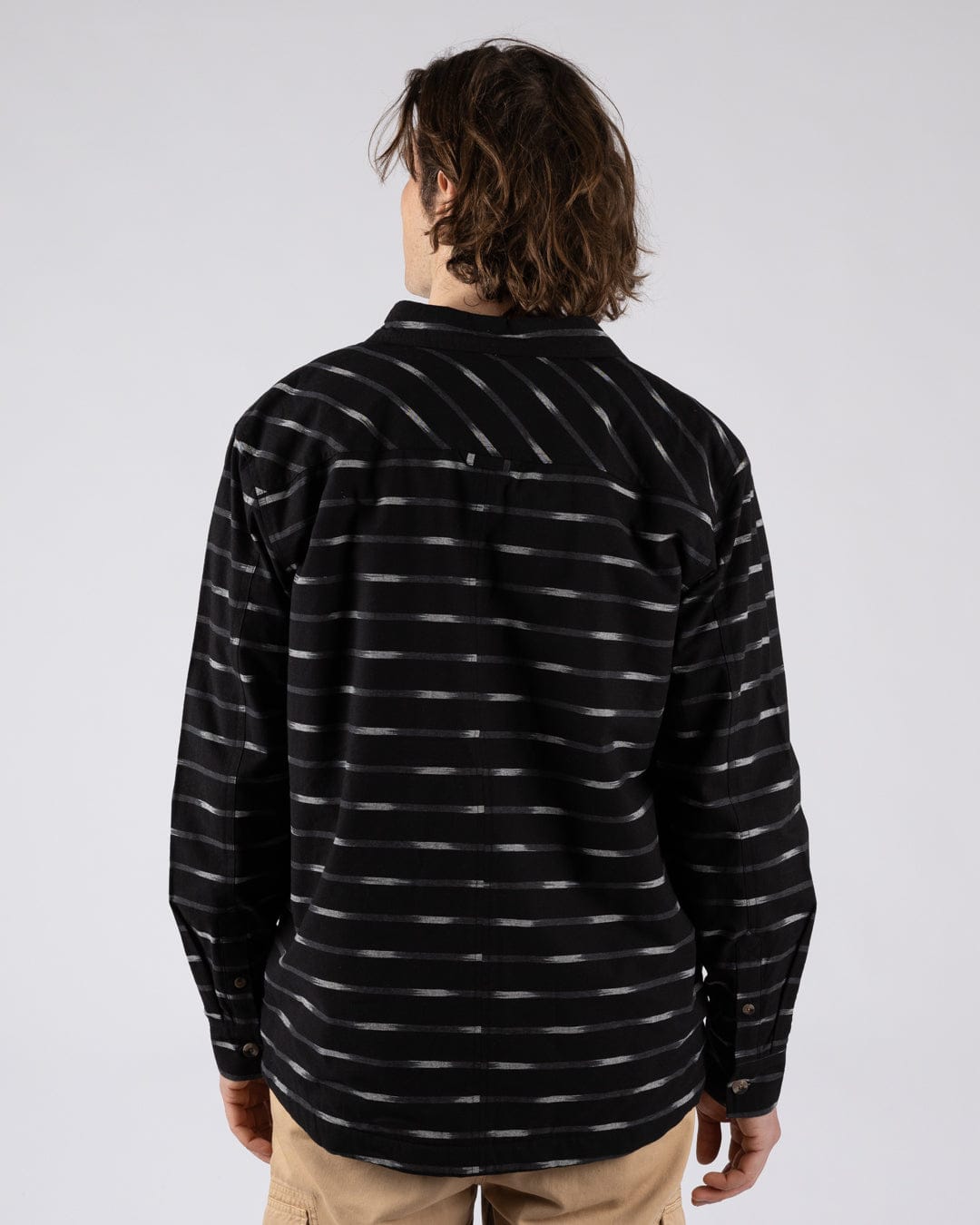 Ammar Mens Sherpa Lined Shirt in Grey Stripe