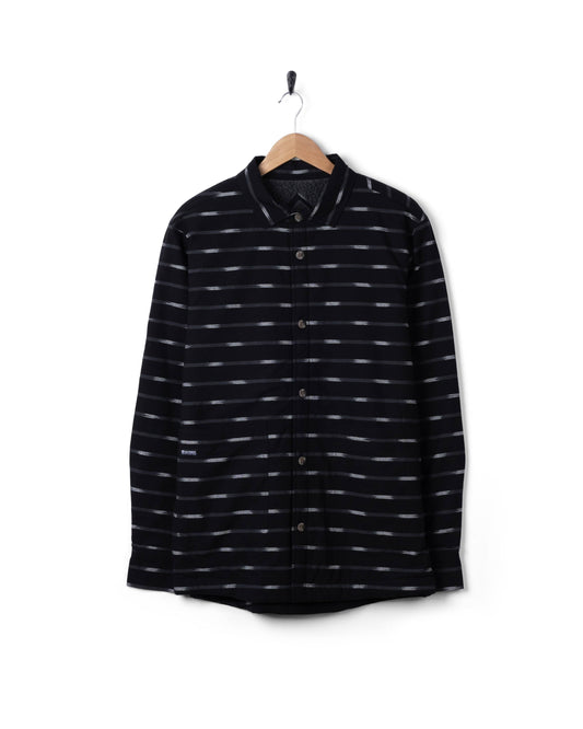 Ammar Mens Sherpa Lined Shirt in Grey Stripe