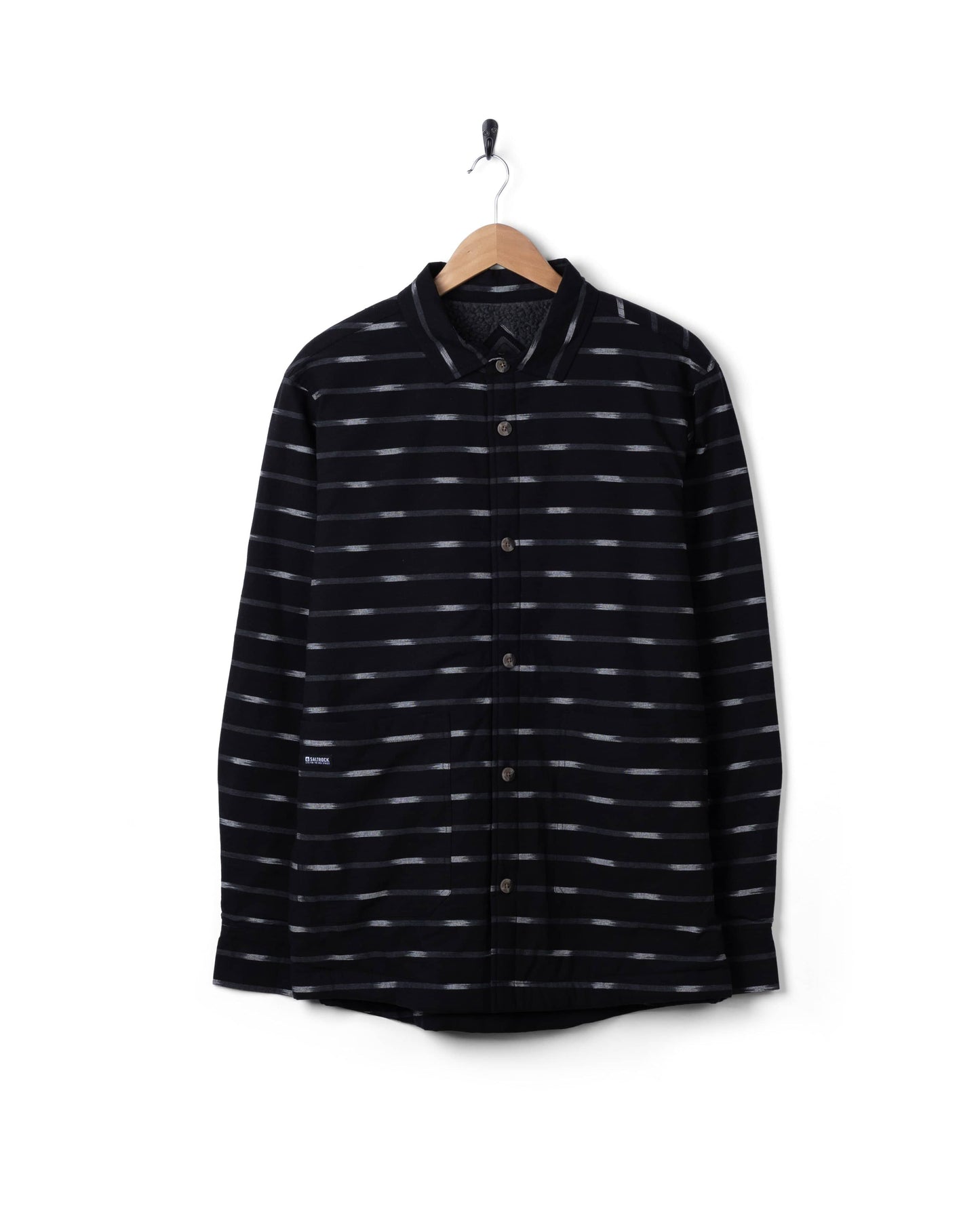 Ammar Mens Sherpa Lined Shirt in Grey Stripe