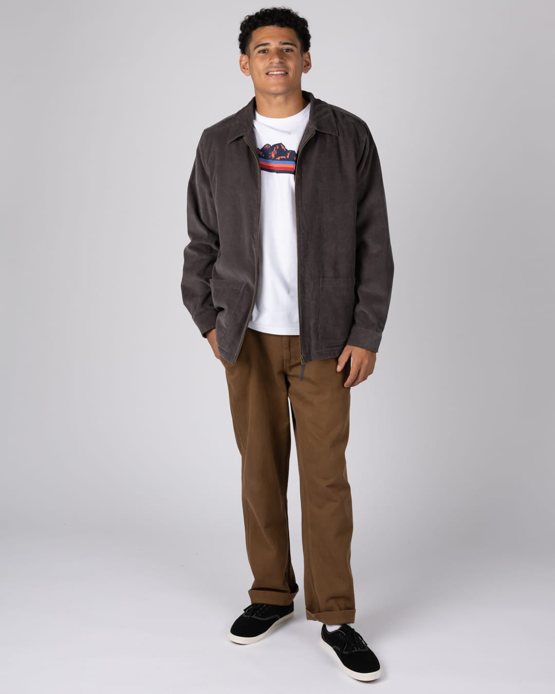 Xander Mens Corduroy Shacket In Dark Grey