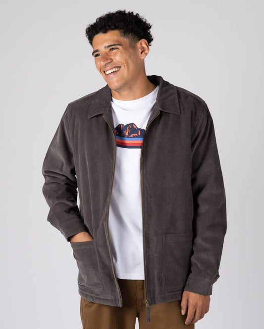 Xander Mens Corduroy Shacket In Dark Grey