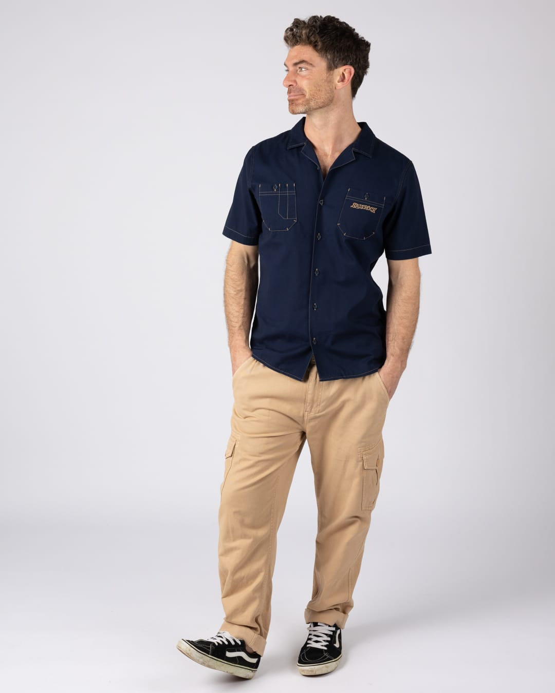 Boulevard Mens Short Sleeve Shirt in Blue