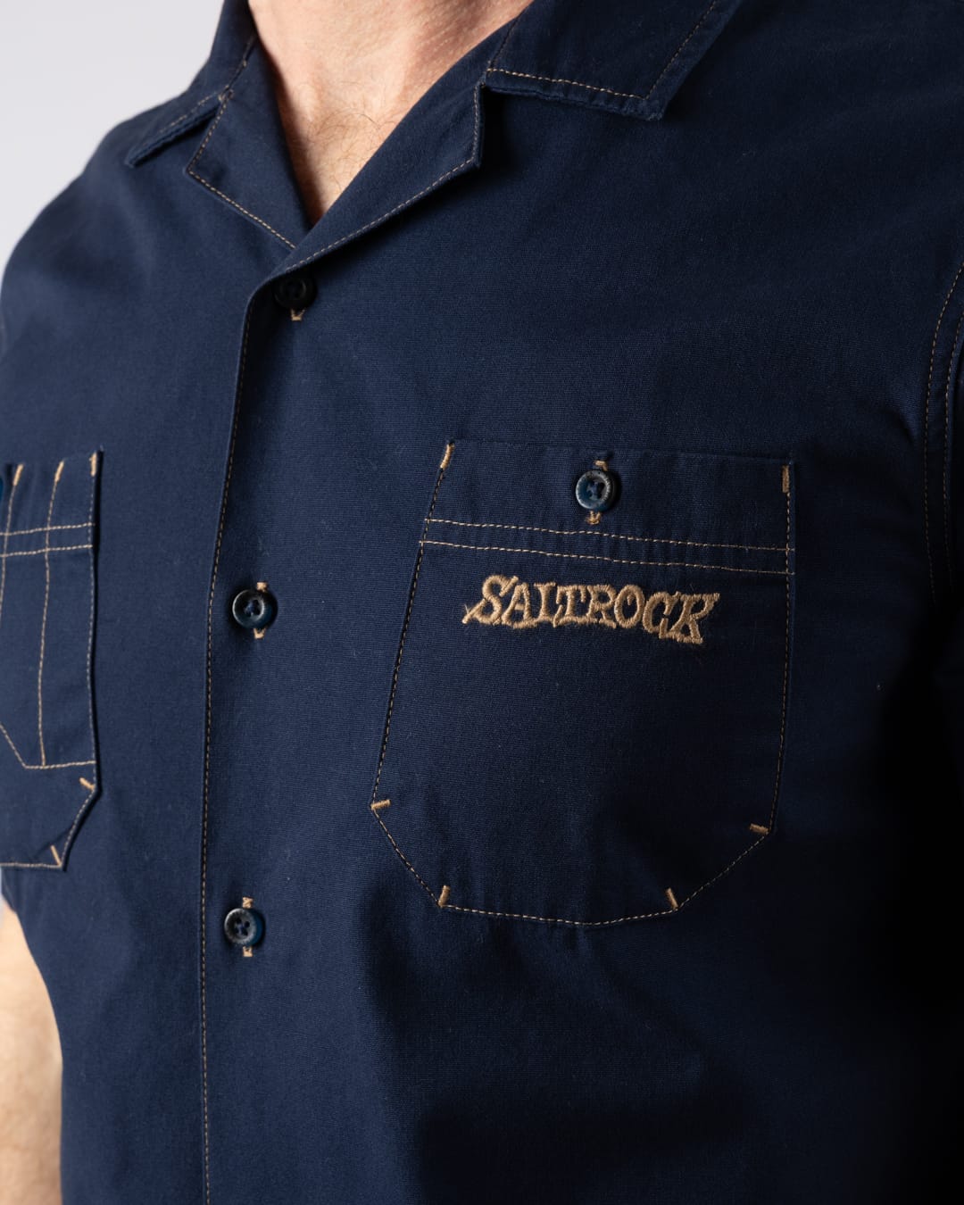 Boulevard Mens Short Sleeve Shirt in Blue