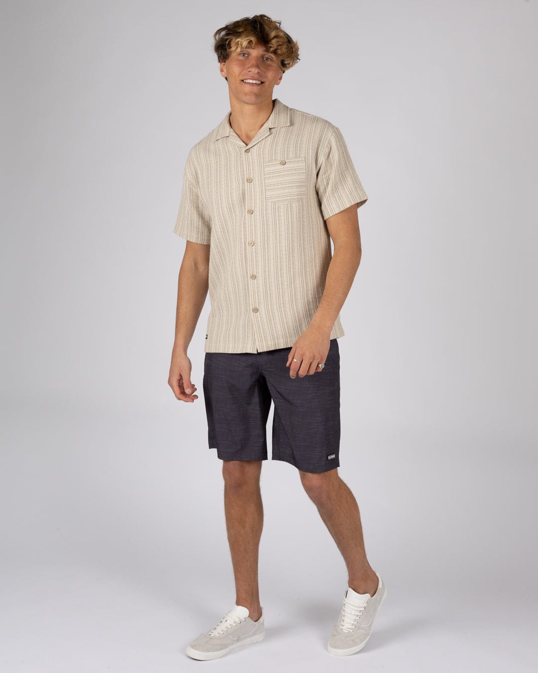 Resort Shirt Mens Short Sleeve Shirt in Cream