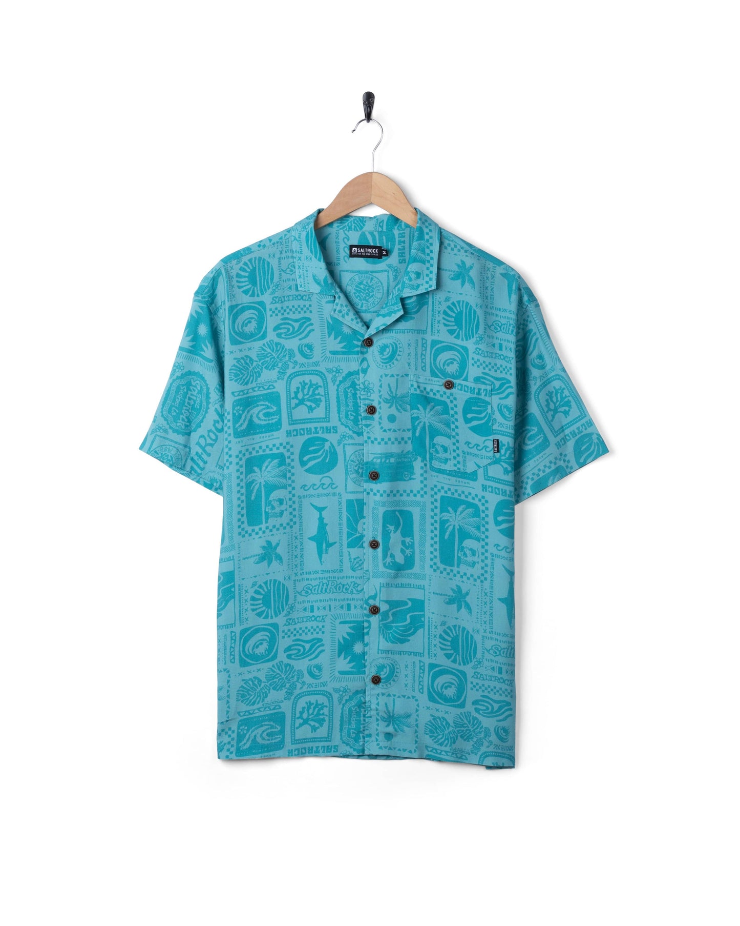 Heritage Tiles Mens Short Sleeve Shirt in Blue - SS26