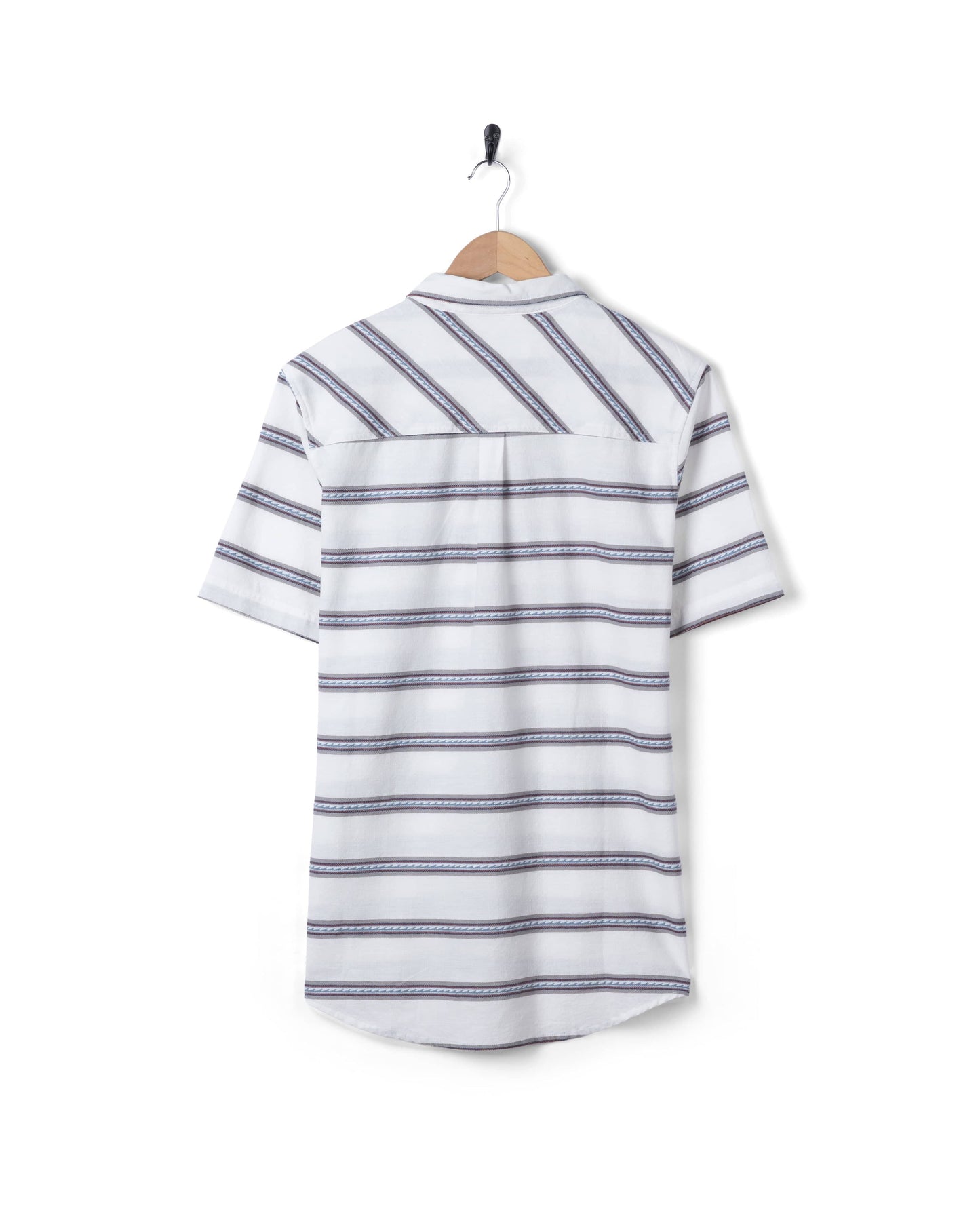 Waves Mens Short Sleeve Jacquard Shirt in Cream